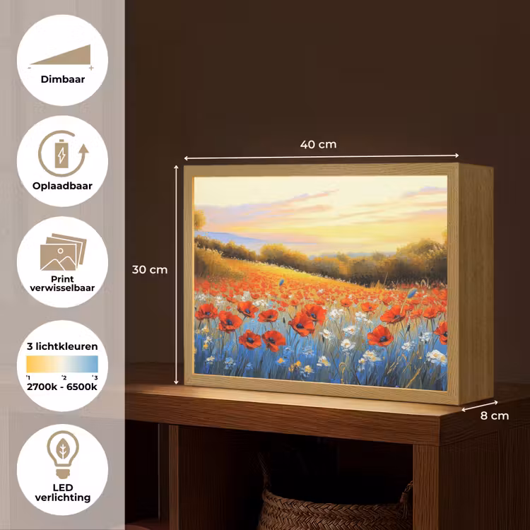 Lightbox - Wandlamp - Klaproos - Bloemenveld - Kleurrijk — 10