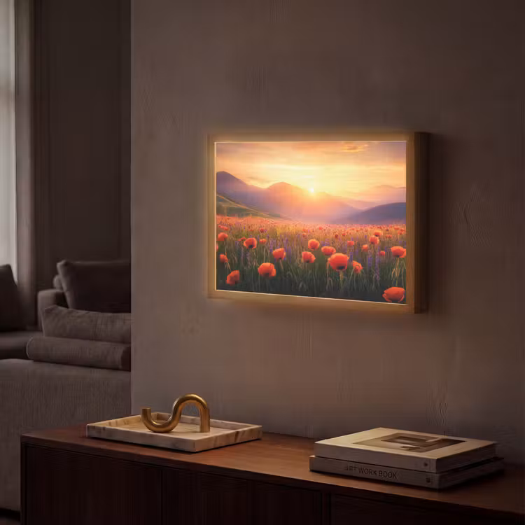 Lightbox - Wandlamp - Landschap - Zonsondergang - Bloemenveld — 2