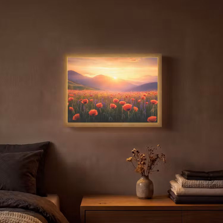 Lightbox - Wandlamp - Landschap - Zonsondergang - Bloemenveld — 3
