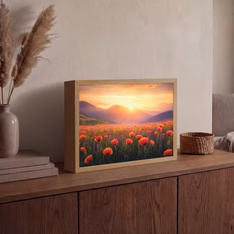 Lightbox - Wandlamp - Landschap - Zonsondergang - Bloemenveld — 4