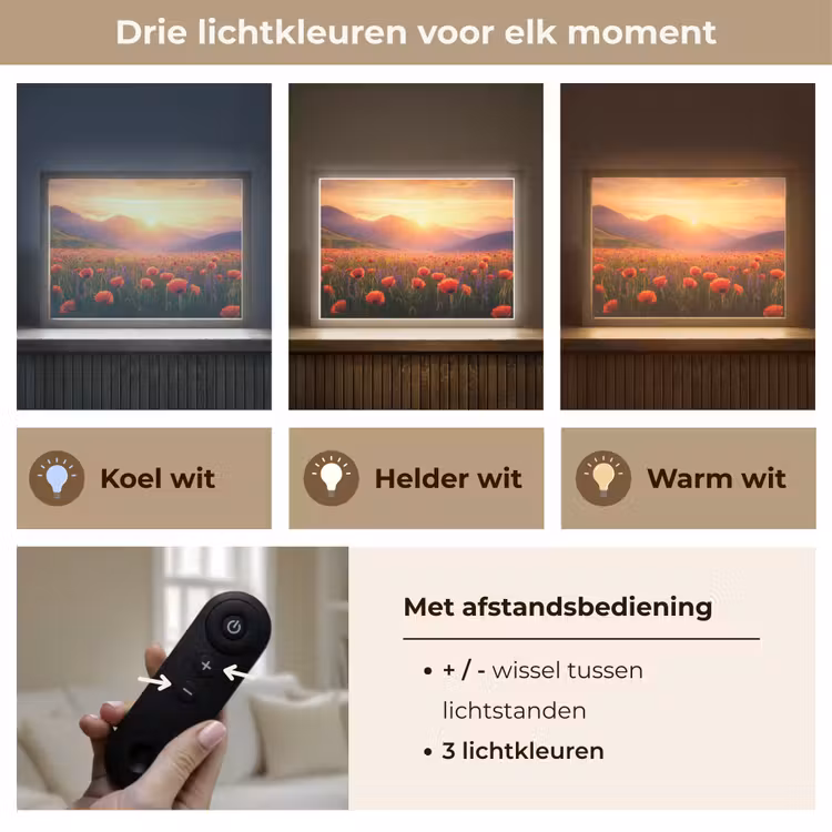 Lightbox - Wandlamp - Landschap - Zonsondergang - Bloemenveld — 8