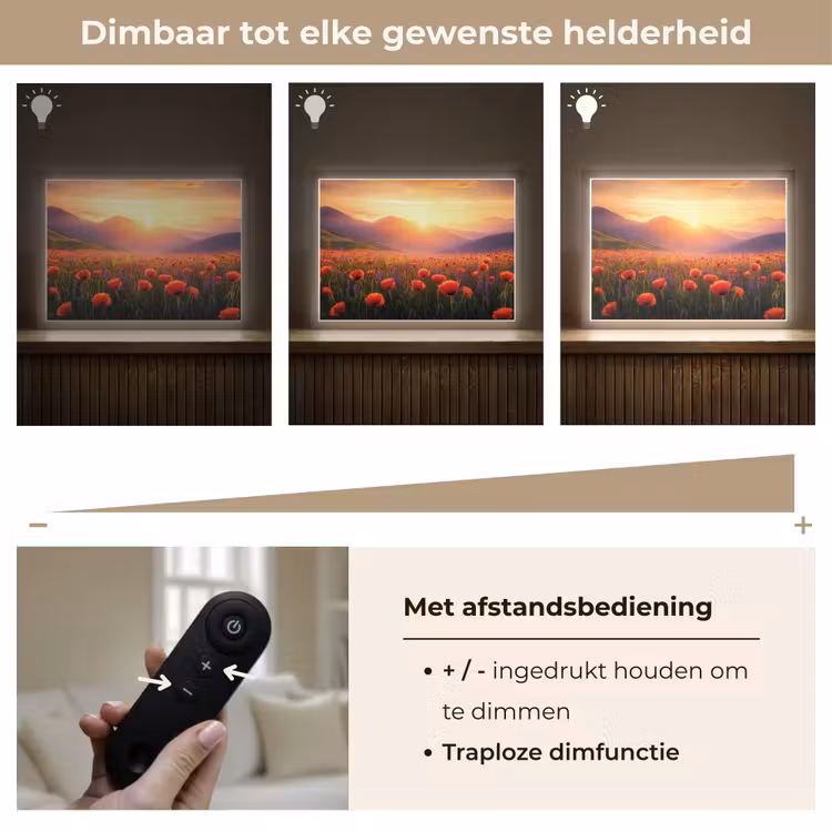 Lightbox - Wandlamp - Landschap - Zonsondergang - Bloemenveld — 9