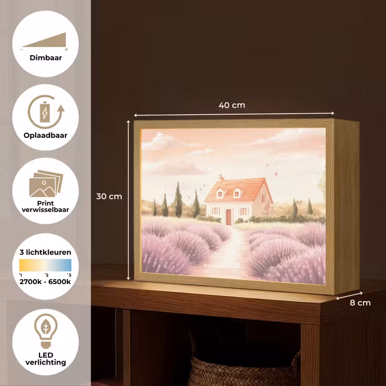Lightbox - Wandlamp - Lavendelveld - Huis - Paars — 10