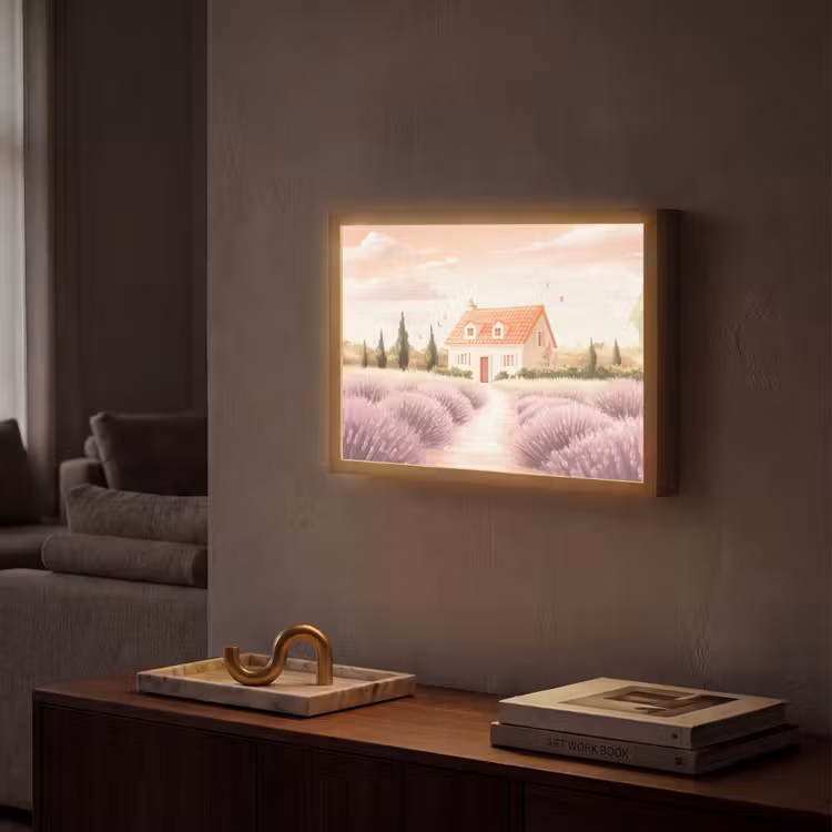 Lightbox - Wandlamp - Lavendelveld - Huis - Paars — 2