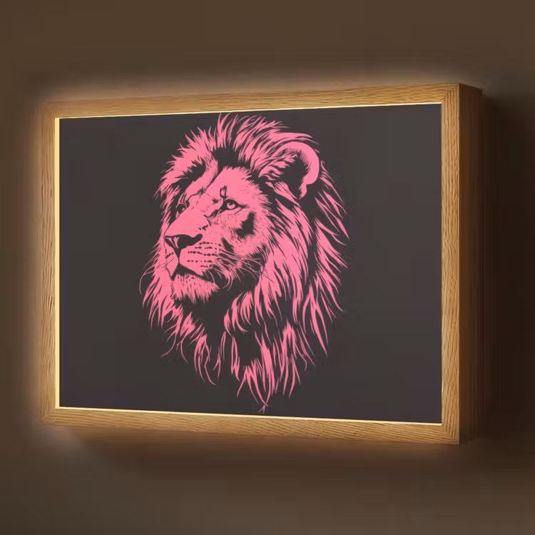 Lightbox - Wandlamp - Leeuw - Zwart - Roze - Neon — 1