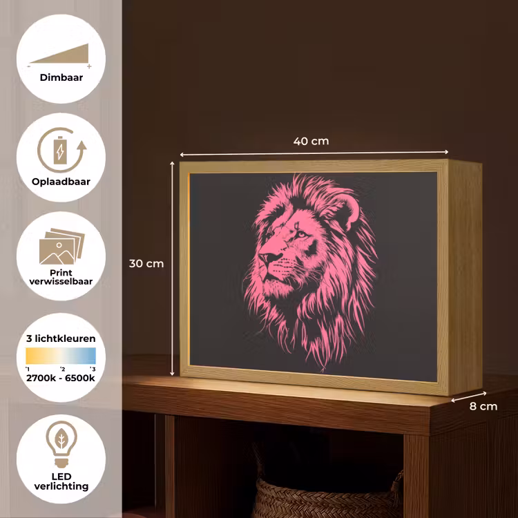 Lightbox - Wandlamp - Leeuw - Zwart - Roze - Neon — 10
