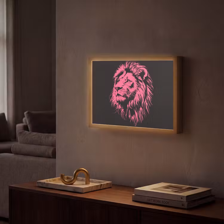 Lightbox - Wandlamp - Leeuw - Zwart - Roze - Neon — 2