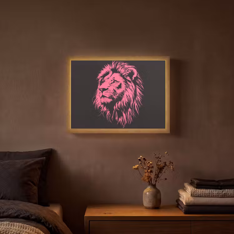 Lightbox - Wandlamp - Leeuw - Zwart - Roze - Neon — 3