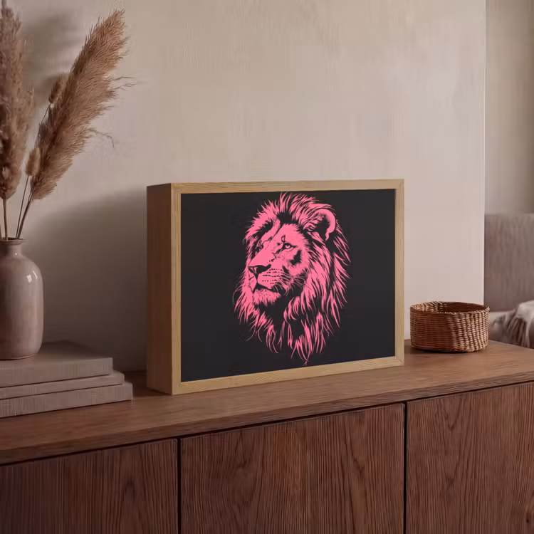 Lightbox - Wandlamp - Leeuw - Zwart - Roze - Neon — 4