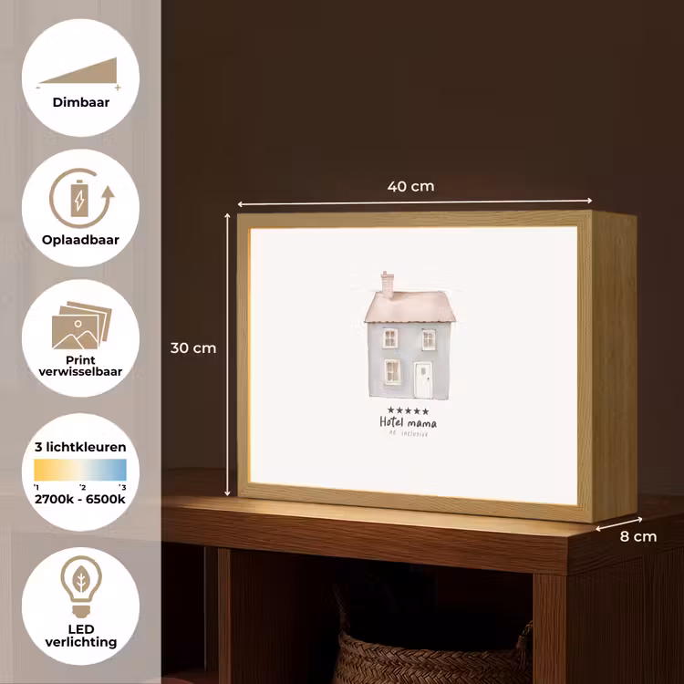 Lightbox - Wandlamp - Lichtblauw - Huisje - Mama - Tekst — 10