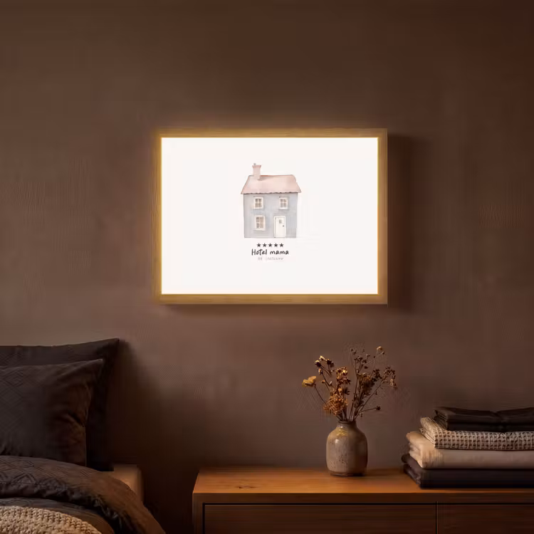 Lightbox - Wandlamp - Lichtblauw - Huisje - Mama - Tekst — 3