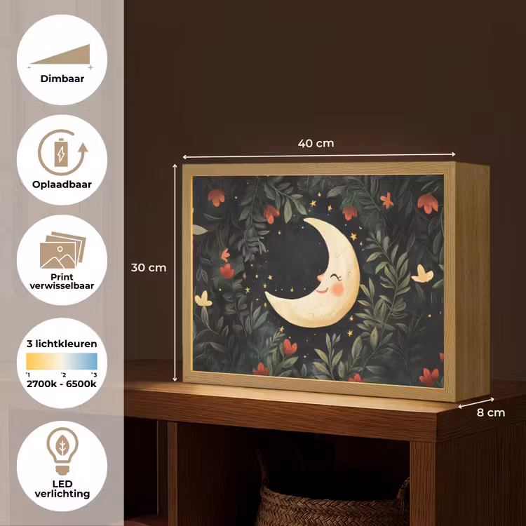 Lightbox - Wandlamp - Maan - Bloemen - Nachthemel — 10