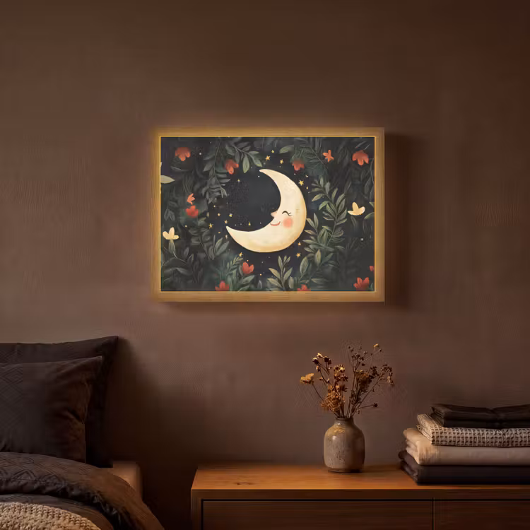 Lightbox - Wandlamp - Maan - Bloemen - Nachthemel — 3