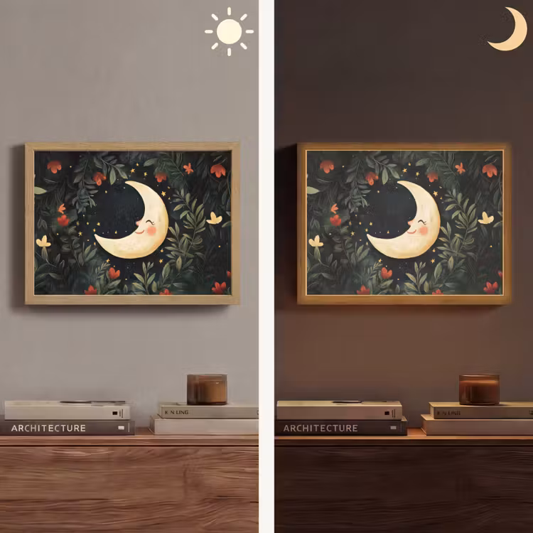 Lightbox - Wandlamp - Maan - Bloemen - Nachthemel — 6