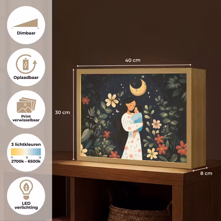 Lightbox - Wandlamp - Moeder - Kind - Kleurrijk - Bloemen — 10