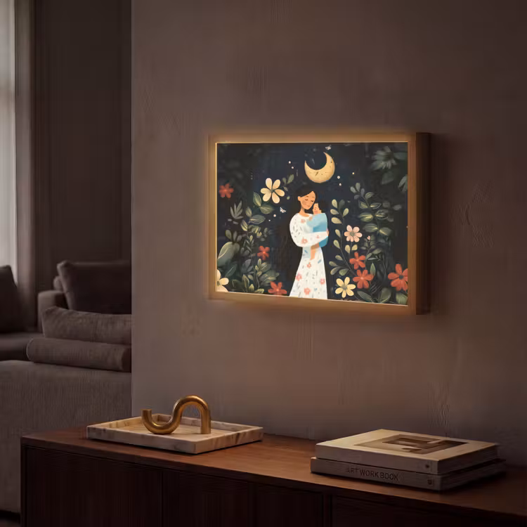 Lightbox - Wandlamp - Moeder - Kind - Kleurrijk - Bloemen — 2