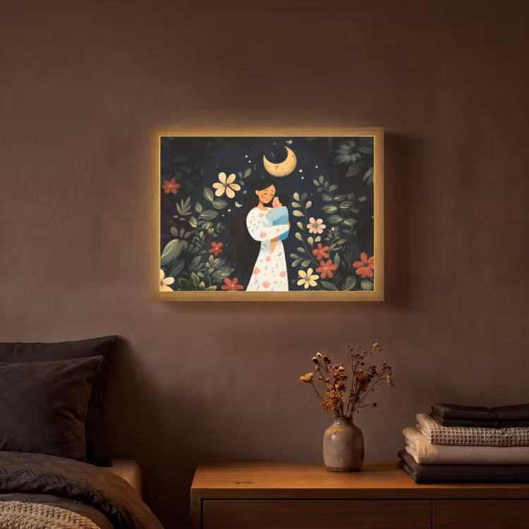 Lightbox - Wandlamp - Moeder - Kind - Kleurrijk - Bloemen — 3