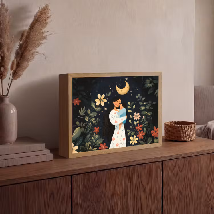 Lightbox - Wandlamp - Moeder - Kind - Kleurrijk - Bloemen — 4