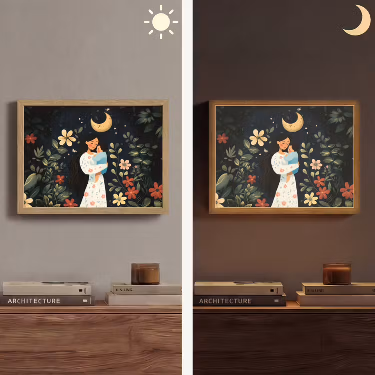 Lightbox - Wandlamp - Moeder - Kind - Kleurrijk - Bloemen — 6