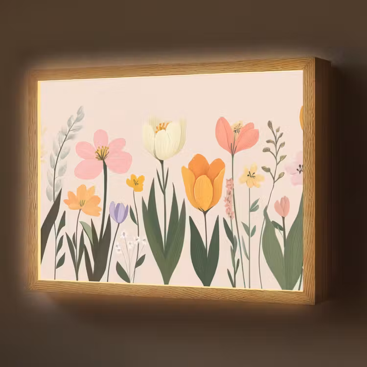 Lightbox - Wandlamp - Pasteltinten - Bloemen - Illustratie — 1