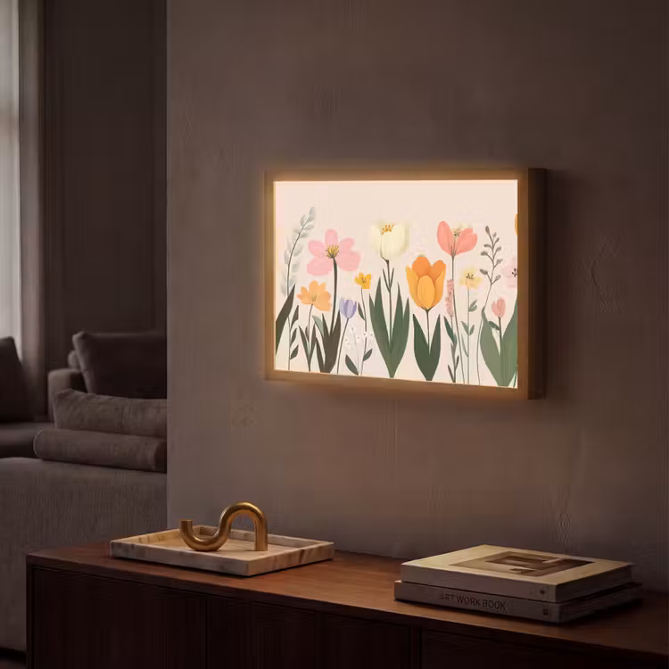 Lightbox - Wandlamp - Pasteltinten - Bloemen - Illustratie — 2