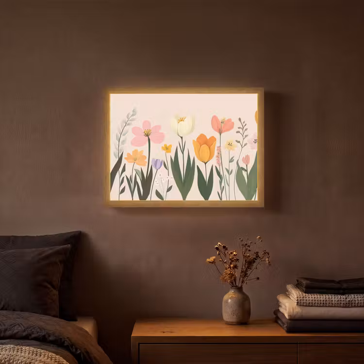 Lightbox - Wandlamp - Pasteltinten - Bloemen - Illustratie — 3