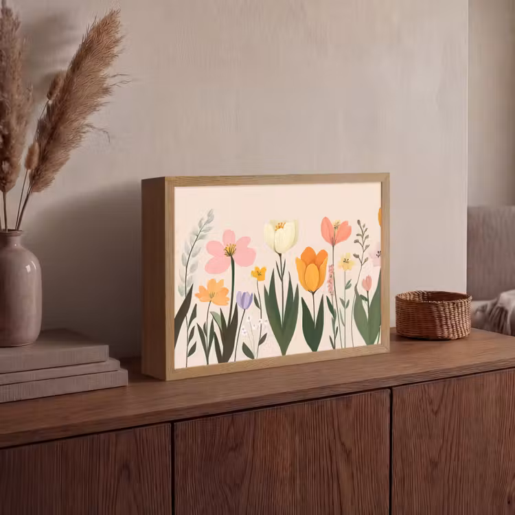 Lightbox - Wandlamp - Pasteltinten - Bloemen - Illustratie — 4