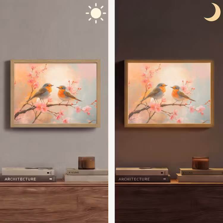Lightbox - Wandlamp - Roodborstjes - Sierlijk - Bloesemtak — 6