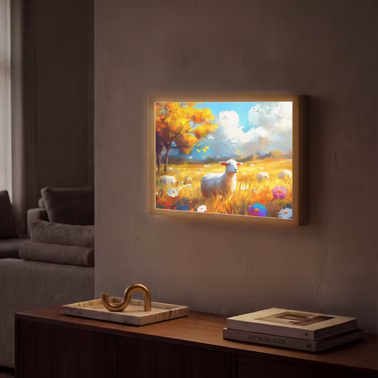 Lightbox - Wandlamp - Schaap - Weide - Bloemen — 2