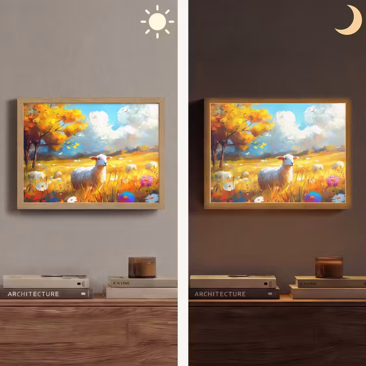 Lightbox - Wandlamp - Schaap - Weide - Bloemen — 6