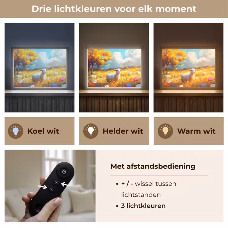 Lightbox - Wandlamp - Schaap - Weide - Bloemen — 8