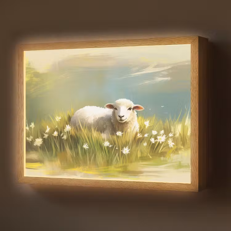 Lightbox - Wandlamp - Schaap - Weide - Groen — 1