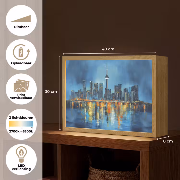 Lightbox - Wandlamp - Skyline Toronto - Water - Stadslichten - Toren — 10
