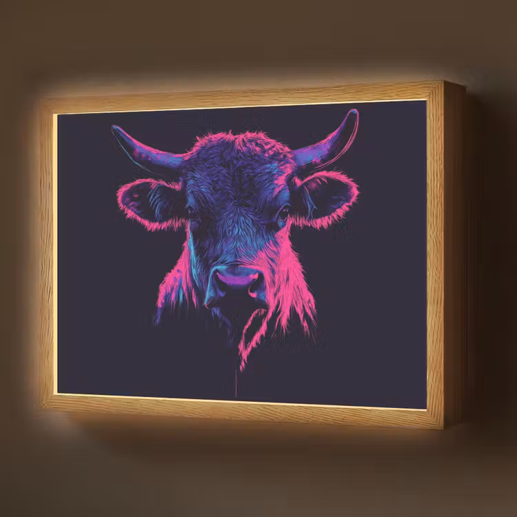 Lightbox - Wandlamp - Stier - Neon - Zwart - Kleur — 1