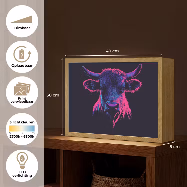 Lightbox - Wandlamp - Stier - Neon - Zwart - Kleur — 10