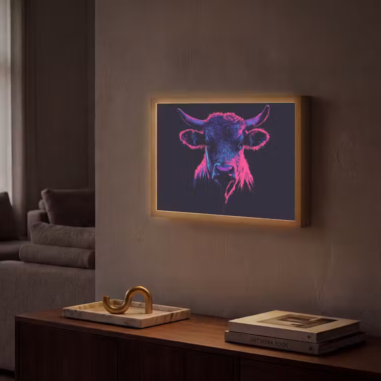 Lightbox - Wandlamp - Stier - Neon - Zwart - Kleur — 2