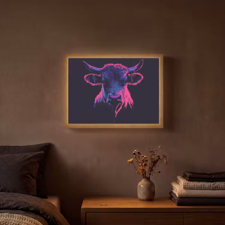 Lightbox - Wandlamp - Stier - Neon - Zwart - Kleur — 3