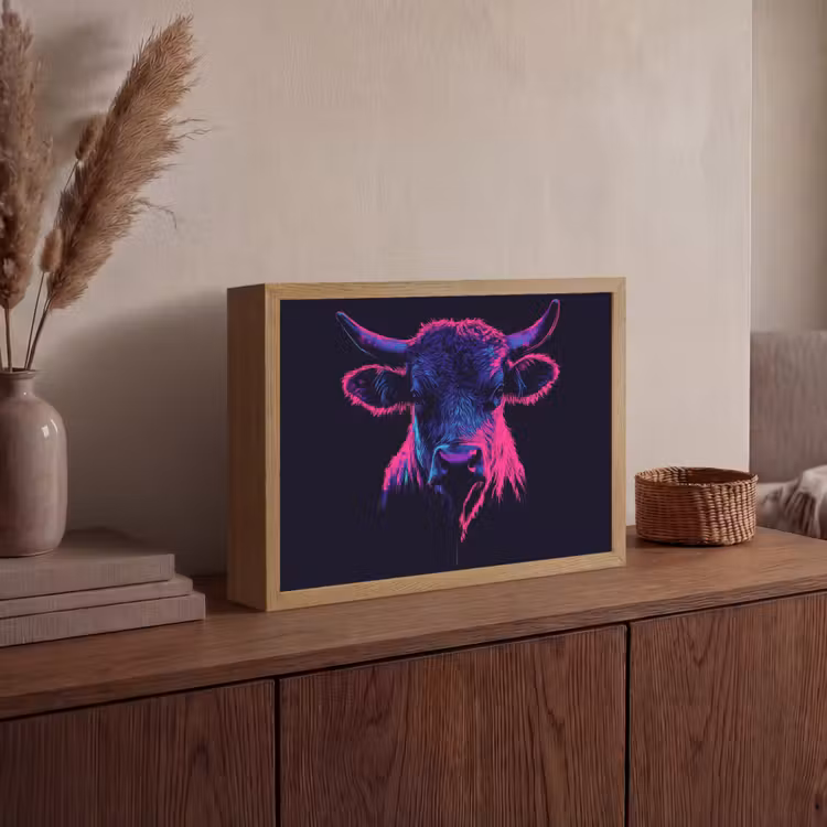 Lightbox - Wandlamp - Stier - Neon - Zwart - Kleur — 4