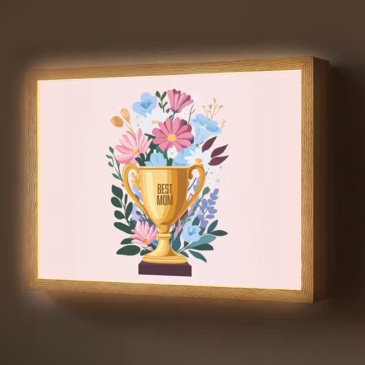 Lightbox - Wandlamp - Trofee - Best Mom - Bloemen - Kleurrijk — 1