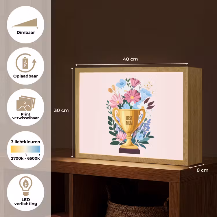 Lightbox - Wandlamp - Trofee - Best Mom - Bloemen - Kleurrijk — 10