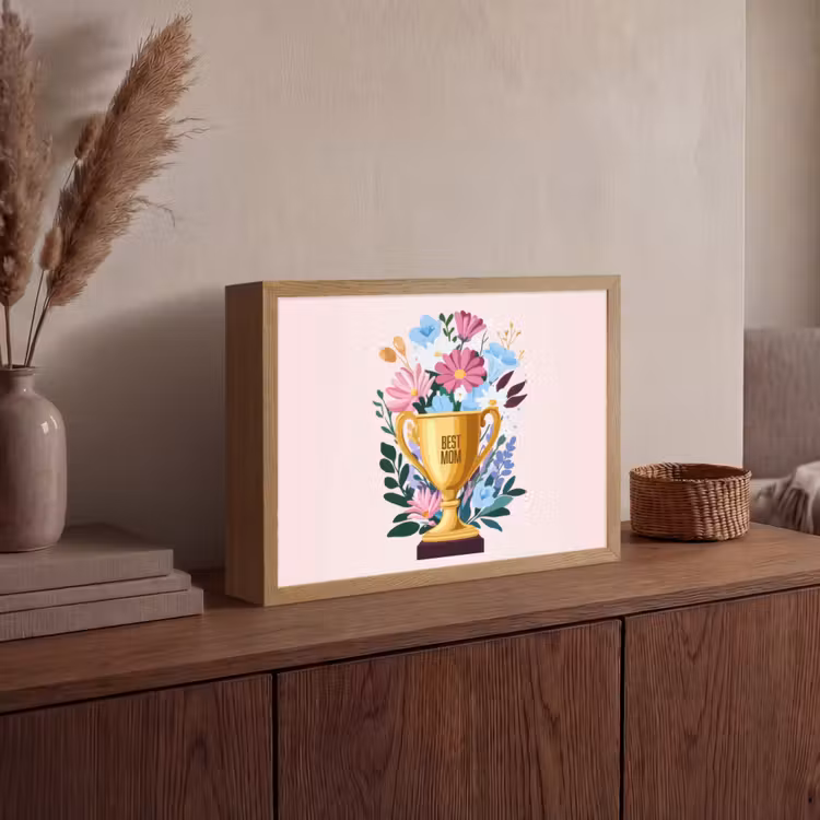 Lightbox - Wandlamp - Trofee - Best Mom - Bloemen - Kleurrijk — 4