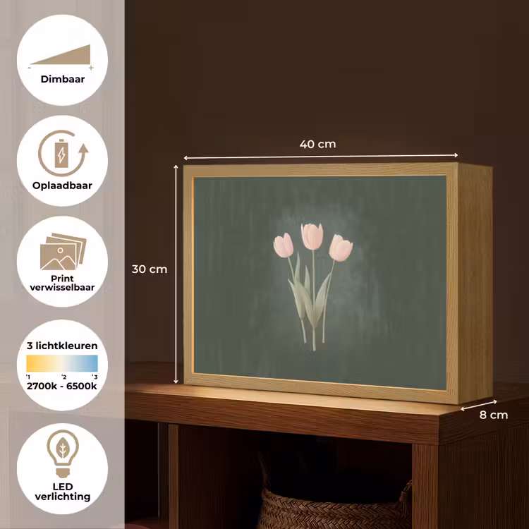 Lightbox - Wandlamp - Tulpen - Liefde - Donkergroen — 10