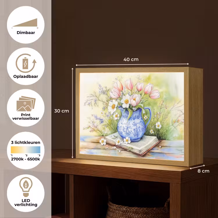 Lightbox - Wandlamp - Vaas - Delftsblauw - Madeliefjes — 10