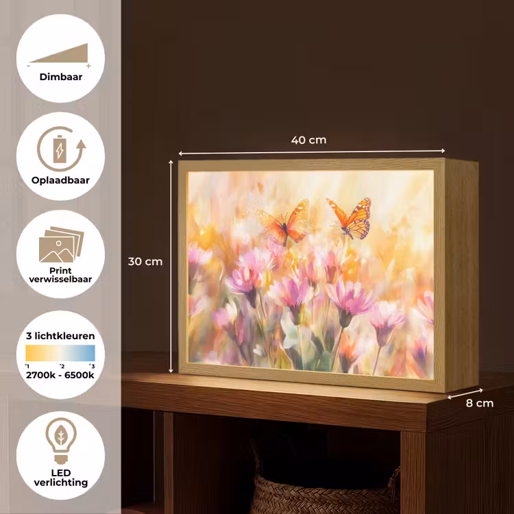 Lightbox - Wandlamp - Vlinders - Oranje - Bloemen — 10
