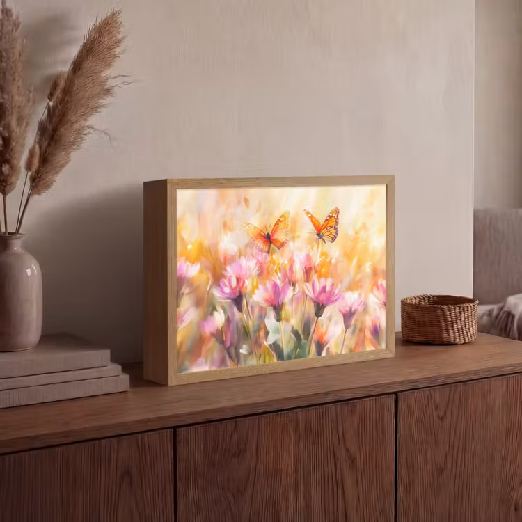 Lightbox - Wandlamp - Vlinders - Oranje - Bloemen — 4