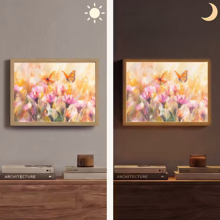 Lightbox - Wandlamp - Vlinders - Oranje - Bloemen — 6