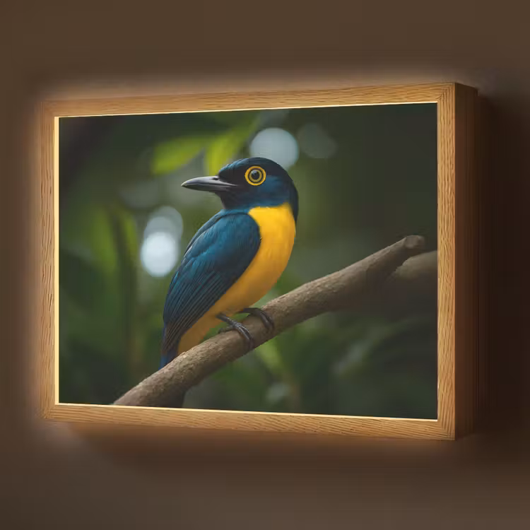 Lightbox - Wandlamp - Vogel - Tak - Geel - Bladeren — 1