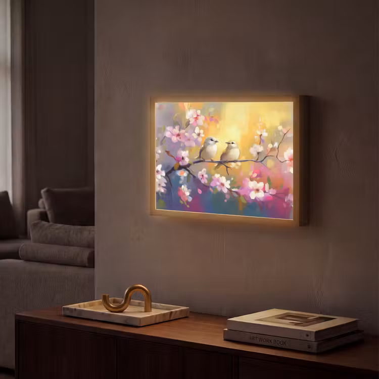 Lightbox - Wandlamp - Vogels - Bloemen - Roze — 2