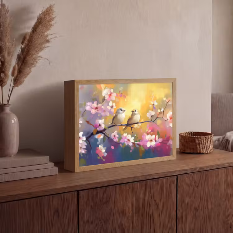 Lightbox - Wandlamp - Vogels - Bloemen - Roze — 4