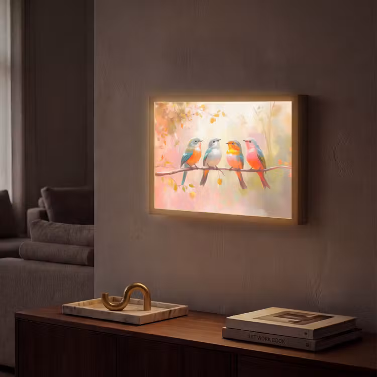 Lightbox - Wandlamp - Vogels - Kleurrijk - Tak — 2